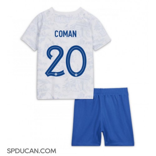 Dječji Nogometni Dres Francuska Kingsley Coman #20 Gostujuci SP 2022 Kratak Rukav (+ Kratke hlače)